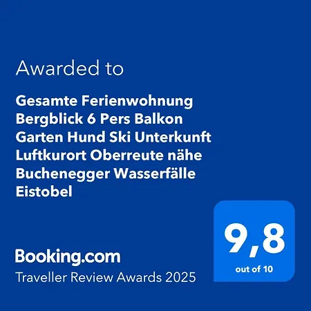 Lindners Hideaways - Bergnest - Bergblick 6 Pers Balkon Garten Hund Luftkurort Naehe Buchenegger Wasserfaelle Eistobel Bodensee Oberreute
